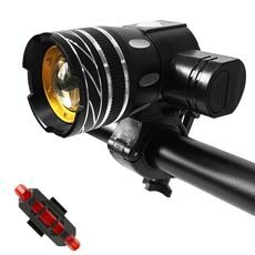 7602 LED USB Ricarica Telescopico zoom Bicycle Front Light, Specifica: faro + 928 fanale posteriore