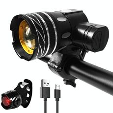 7602 LED USB Ricarica zoom Telescopico Zoom Bicycle Front Light, Specifica: faro + lampada gemma