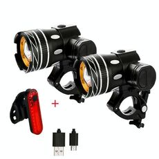 7602 LED USB Ricarica zoom Telescopico Zoom Bicicletta Front Light, Specifica: 2 Farino + 056 Taillight