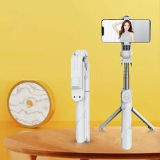 XT02P Mini Bluetooth Live Treppied Selfie Stick (Bianco)