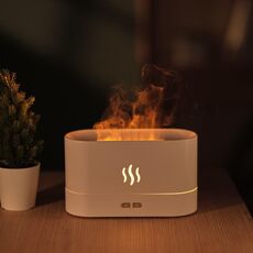 Umidificatore di luce notturna del diffusore dell'aroma della fiamma (bianco)