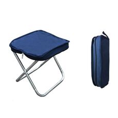Sgabello da pesca pieghevole da esterno portatile (blu)