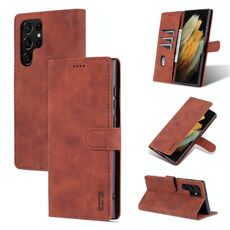Per Samsung Galaxy S22 Ultra 5G Azns Skin Feel custodia in cuoio a flip orizzontale orizzontale (marrone)