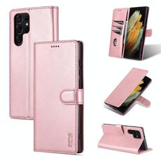 Per Samsung Galaxy S22 Ultra 5G Azns Skin Feel Senti texture di vitello Cassa del telefono flip orizzontale flip (oro rosa)