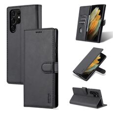 Per Samsung Galaxy S22 Ultra 5G Azns Skin Self Sensazione di texture del vitello Cassa del telefono flip orizzontale orizzontale (nero)