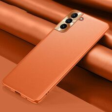Per Samsung Galaxy S22 5G Custodia per telefono in pelle tinta unita (arancione)