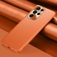 Per Samsung Galaxy S22 Ultra 5G Custodia per telefono in pelle tinta unita (arancione)