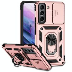 Per Samsung Galaxy S22 5G Sliding Camshield Holder Holder Case (oro rosa)