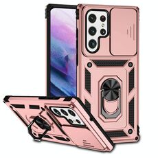 Per Samsung Galaxy S22 Ultra 5G Sliding Camshield Portabicchiere portafoglio (oro rosa)