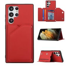 Per Samsung Galaxy S22 Ultra 5G Sensazione della pelle PU + TPU + Cassa del telefono PC con slot per schede (rosso)