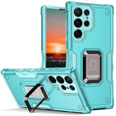 Per Samsung Galaxy S22 Ultra 5G porta anello custodia angolare antiscivolo (verde menta)