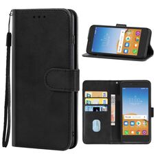 Cassa del telefono in pelle per Alcatel Tetra (nero)