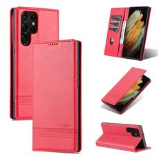 Per Samsung Galaxy S22 Ultra 5G AZNS magnetico texture vitello orizzontale flip custodia in pelle (rosso)