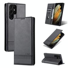 Per Samsung Galaxy S22 Ultra 5G AZNS magnetico texture di vitello orizzontale flip custodia in pelle flip (nero)