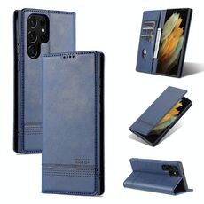 Per Samsung Galaxy S22 Ultra 5G AZNS magnetico texture vitello orizzontale flip custodia cellulare (blu scuro)