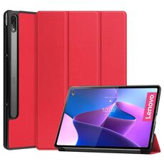 Per Lenovo Tab P12 Pro 12.6 Porta a tre pieghevoli Custer Texture in pelle Tablet Case (rosso)