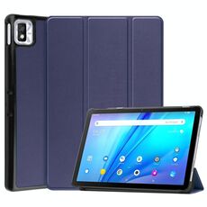 Per TCL TAB 10S Tre-Pieghevole porta in pelle texture custer cuscinetto in pelle (blu scuro)
