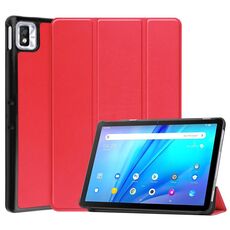 Per TCL Tab 10s Tre-Pieghevole Titolare Custer Texture in pelle Case Tablet (rosso)