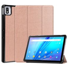 Per TCL Tab 10s Tre-Pieghevole Titolare custer Texture in pelle Tablet Case (oro rosa)