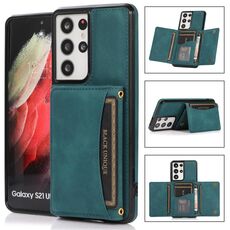 Per Samsung Galaxy S21 custodia per cellulare in pelle ultra tre volte con slot e portafoglio e supporto per carte (verde)