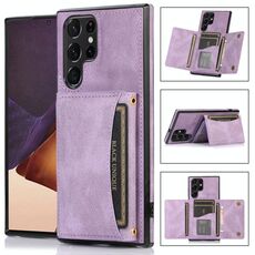 Per Samsung Galaxy S22 Custodia per cellulare Ultra Three-Piegabile con slot e portafoglio e supporto per carte (viola)