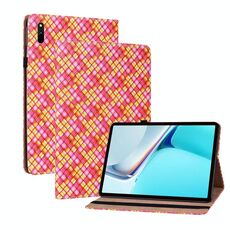 Per Huawei Matepad 11 2021 Colore tessuto in pelle con tablet custodia con supporto (rosa rossa)