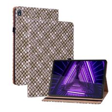 Per Lenovo Tab Tab K10 Color Weave in pelle custodia in pelle con supporto (marrone)