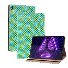 Per Lenovo Tab K10 Color Weave in pelle con tablet custodia con supporto (verde)