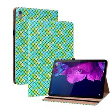 Per Lenovo Tab P11 TB-J606F Colour Weave in pelle custodia in pelle con supporto (verde)