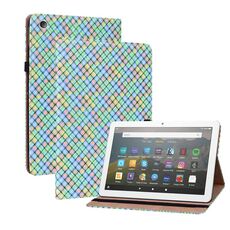 Per Amazon Kindle Fire HD8 Colour Weave Custodia in pelle con supporto (arcobaleno)