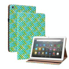 Per Amazon Kindle Fire HD8 Colour Weave Custodia in pelle con supporto (verde)