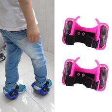 1 paia Bambini Pattini a rotelle Accessori regolabili Ruota luminosa a tre colori (rosa)