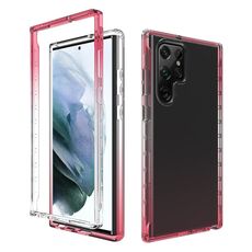 Per Samsung Galaxy S22 Ultra 5G Trasparenza PC a due colori PC + Cassa del telefono TPU (rosso)