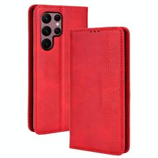 Per Samsung Galaxy S22 Ultra 5G Magnetic Fibbia retrò telaio in pelle custodia (rosso)