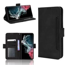 Per Samsung Galaxy S22 Ultra 5G Skin Self Case del telefono in pelle del vitello (nero)