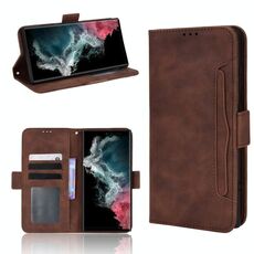 Per Samsung Galaxy S22 Ultra 5G Skin Self Case in pelle del vitello (marrone)