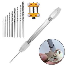 Pick + Pick + Portablocco a doppia chiusura + 10 Drills Alluminio Sluoy Drill Drill Punch