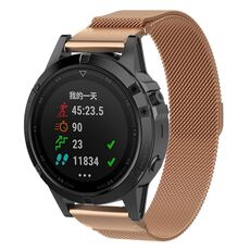 Per Garmin Fenix 7X Milanese Watch Band (Rose Gold)