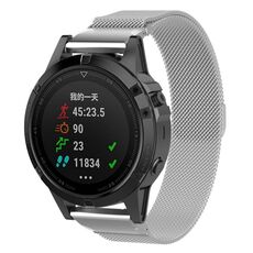 Per Garmin Fenix 7X Milanese Watch Band (Silver)