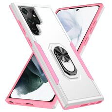 Per Samsung Galaxy S22 Ultra 5G Pioneer Armour Heavy Duty PC + porta telefono TPU (bianco)