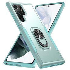 Per Samsung Galaxy S22 Ultra 5G Pioneer Armour Heavy Duty PC + porta telefono TPU (verde)