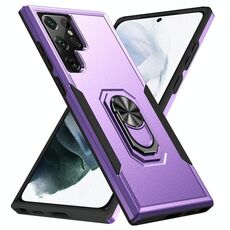 Per Samsung Galaxy S22 Ultra 5G PIONEER ARMOR Heavy Duty PC + porta telefono TPU (viola + nero)