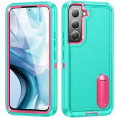 Per Samsung Galaxy S22 + 5G 3 in 1 Cassa del telefono robusta del supporto robusta (blu + rosa)