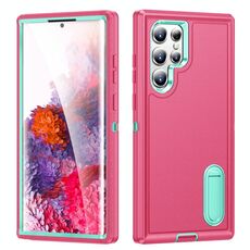 Per Samsung Galaxy S22 Ultra 5G 3 in 1 custodia robusta del supporto robusta (rosa + blu)