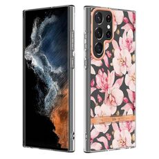 Per Samsung Galaxy S22 Ultra Flowers and Plants Series IMD TPU Case Telefono (Rosa Gardenia)