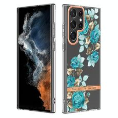 Per Samsung Galaxy S22 Ultra Flowers and Plants Series IMD TPU Case Telefono (Blue Rose)