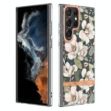 Per Samsung Galaxy S22 Ultra Flowers and Plants Series IMD TPU Case TPU (Green Gardenia)