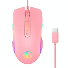 E32 7 Keys 3200 DPI Girls Girls RGB Glowing Blowing Wired Mouse Gaming Mouse, Interfaccia: tipo-c