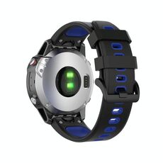 Banda di orologi in silicone a due colori a rilascio rapido da 22 mm per Garmin Fenix 7 / Epix (Black Blue)