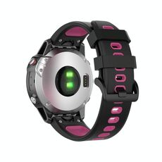Banda di orologi in silicone a due colori a rilascio rapido da 22 mm per Garmin Fenix 7 / Epix (Black Rose Red)